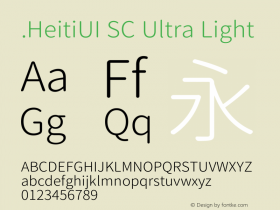 .HeitiUI SC Ultra Light 图片样张