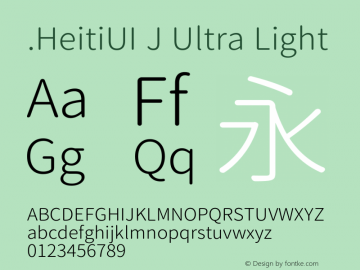 .HeitiUI J Ultra Light  Font Sample
