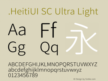 .HeitiUI SC Ultra Light 9.0d9e4 Font Sample
