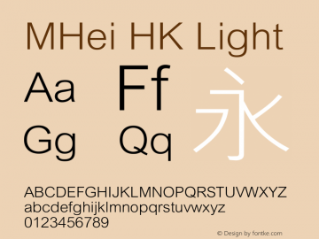 MHei HK Light  Font Sample