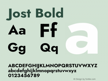 Jost Bold Version 3.500 Font Sample