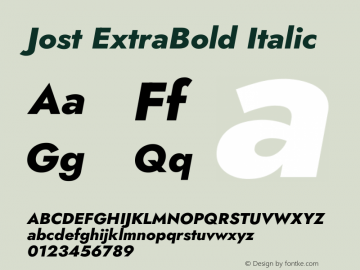 Jost ExtraBold Italic Version 3.500 Font Sample