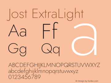 Jost ExtraLight Version 3.500 Font Sample