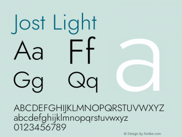 Jost Light Version 3.500 Font Sample