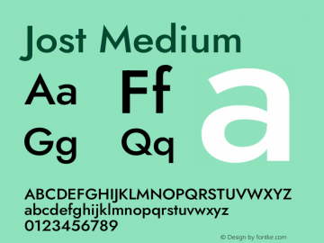 Jost Medium Version 3.500 Font Sample