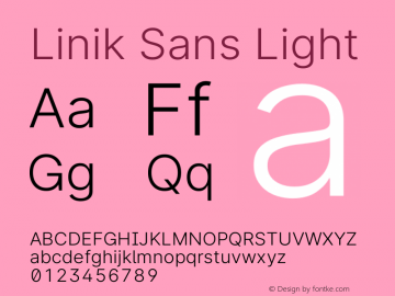 Linik Sans Light Version 3.013;April 22, 2020;FontCreator 12.0.0.2522 64-bit图片样张