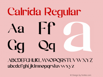Calrida Version 1.00;April 27, 2020;FontCreator 12.0.0.2547 64-bit图片样张