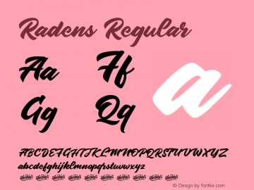 Radens Version 1.00;May 3, 2020;FontCreator 13.0.0.2630 64-bit Font Sample