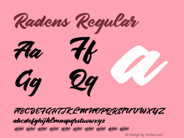 Radens Version 1.00;May 3, 2020;FontCreator 13.0.0.2630 64-bit图片样张