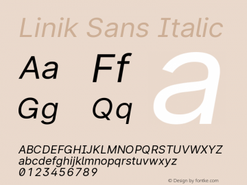Linik Sans Italic Version 3.003;May 7, 2020;FontCreator 12.0.0.2522 64-bit; ttfautohint (v1.8.3)图片样张