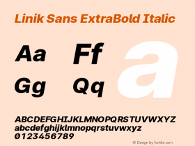 Linik Sans ExtraBold Italic Version 3.003;May 7, 2020;FontCreator 12.0.0.2522 64-bit; ttfautohint (v1.8.3)图片样张