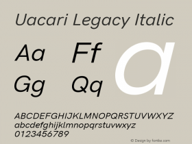 Uacari Legacy Italic Version 2.022;May 11, 2020;FontCreator 12.0.0.2522 64-bit; ttfautohint (v1.8.3)图片样张