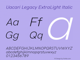 Uacari Legacy ExtraLight Italic Version 2.022;May 11, 2020;FontCreator 12.0.0.2522 64-bit; ttfautohint (v1.8.3)图片样张