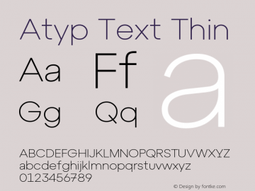 Atyp Text Thin Version 1.000;hotconv 1.0.109;makeotfexe 2.5.65596图片样张