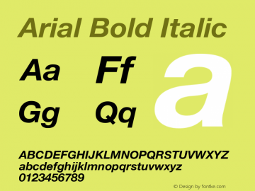 Arial Bold Italic Version 7.00 Font Sample