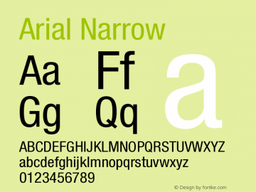 Arial Narrow Version 2.40 Font Sample