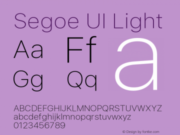 Segoe UI Light Version 5.62 Font Sample