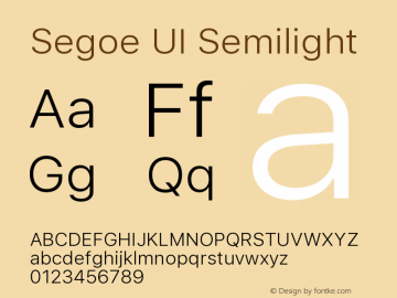 Segoe UI Semilight Version 5.62图片样张