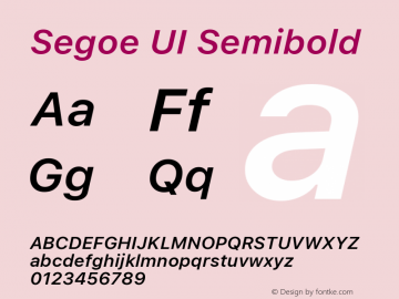 Segoe UI Semibold Version 5.62 Font Sample