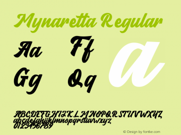 Mynaretta Version 1.00;May 12, 2020;FontCreator 12.0.0.2567 32-bit图片样张