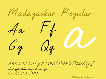 Madagaskar Version 1.00;May 12, 2020;FontCreator 11.5.0.2430 64-bit Font Sample