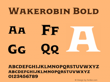 Wakerobin-Bold Version 1.00 Font Sample
