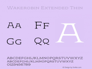 Wakerobin-ExtendedThin Version 1.00 Font Sample