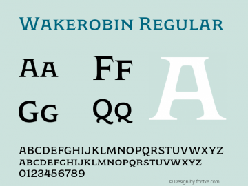 Wakerobin-Regular Version 1.00 Font Sample