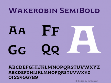 Wakerobin-SemiBold Version 1.00 Font Sample