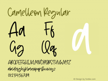 Camelleon Version 1.00;May 7, 2020;FontCreator 12.0.0.2547 64-bit Font Sample