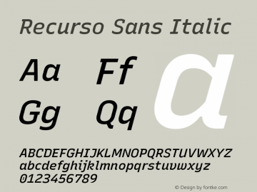 Recurso Sans Italic Version 1.037;May 12, 2020;FontCreator 12.0.0.2522 64-bit; ttfautohint (v1.8.3)图片样张