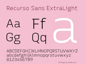 Recurso Sans ExtraLight Version 1.037;May 12, 2020;FontCreator 12.0.0.2522 64-bit; ttfautohint (v1.8.3) Font Sample