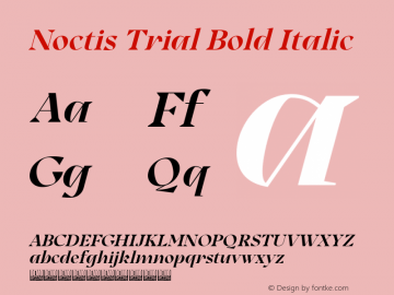 Noctis Trial Bold Italic Version 1.000 Font Sample