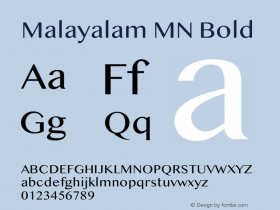 Malayalam MN Bold 13.0d4e1 Font Sample