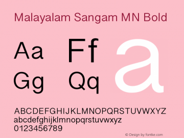 Malayalam Sangam MN Bold 13.0d4e1 Font Sample