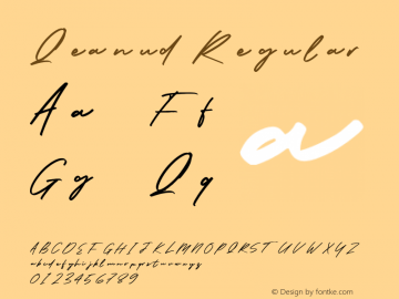 Qeanud Regular Version 1.000 Font Sample