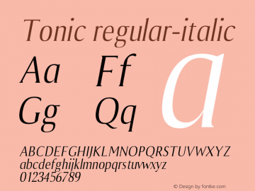 Tonic regular-italic Version 1.000;hotconv 1.0.109;makeotfexe 2.5.65596 Font Sample