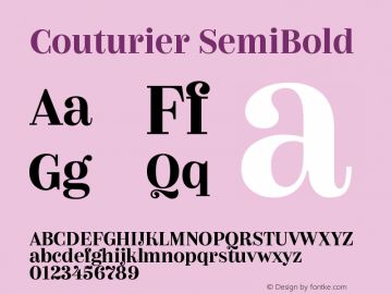 Couturier SemiBold Version 1.000;PS 001.000;hotconv 1.0.88;makeotf.lib2.5.64775图片样张