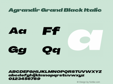Agrandir-GrandBlackItalic Version 3.000 Font Sample