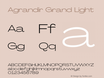 Agrandir-GrandLight Version 3.000 Font Sample