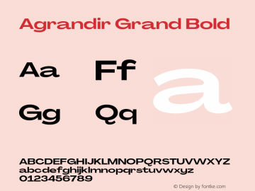 Agrandir-GrandBold Version 3.000 Font Sample