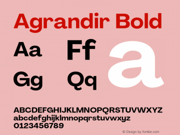 Agrandir-Bold Version 3.000 Font Sample