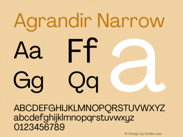 Agrandir-Narrow Version 3.000 Font Sample