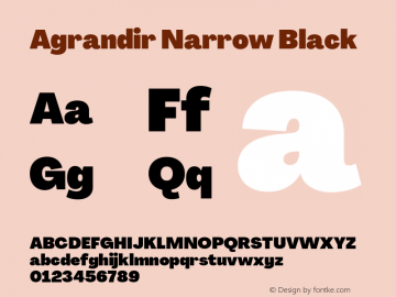 Agrandir-NarrowBlack Version 3.000 Font Sample