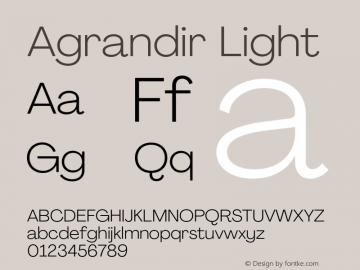 Agrandir-Light Version 3.000 Font Sample