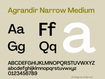 Agrandir-NarrowMedium Version 3.000 Font Sample