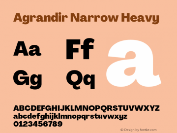 Agrandir-NarrowHeavy Version 3.000 Font Sample