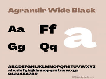Agrandir-WideBlack Version 3.000 Font Sample