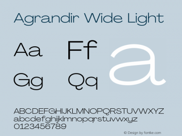 Agrandir-WideLight Version 3.000 Font Sample