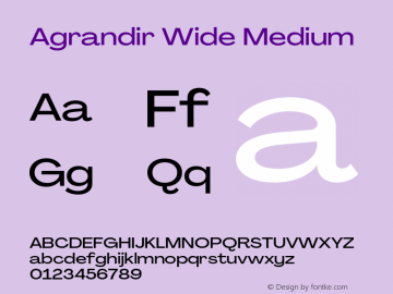 Agrandir-WideMedium Version 3.000 Font Sample